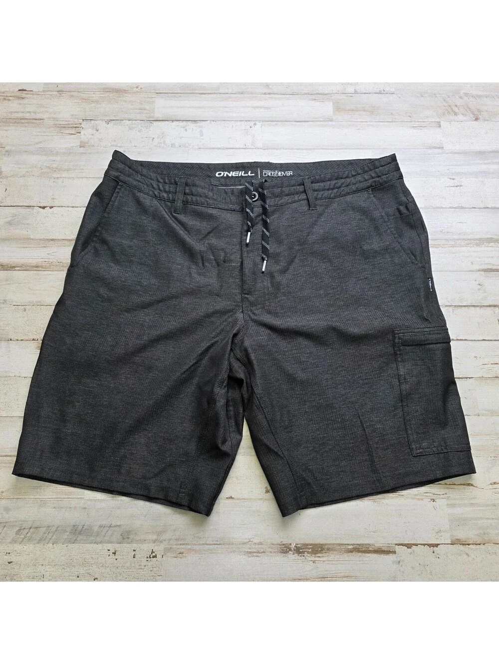 Oneill Crossover Black Board Shorts - Drawstring Performance Men's 38 Casual
